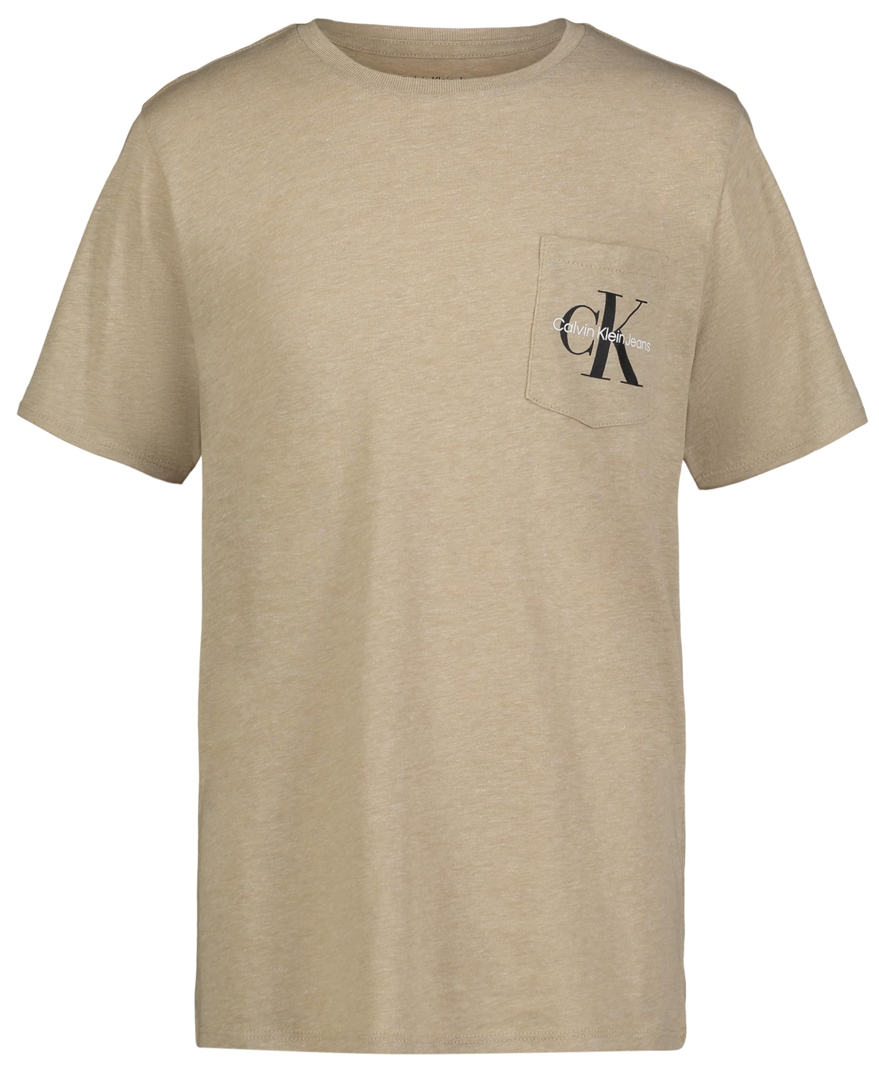 Calvin Klein Boys' Short Sleeve Pocket Logo Crew Neck T-Shirt, Soft, Comfortable, Relaxed Fit